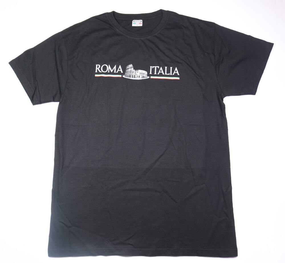 Infinity Roma Italia Colosseum Graphic T-Shirt Black Cotton Travel Souvenir L